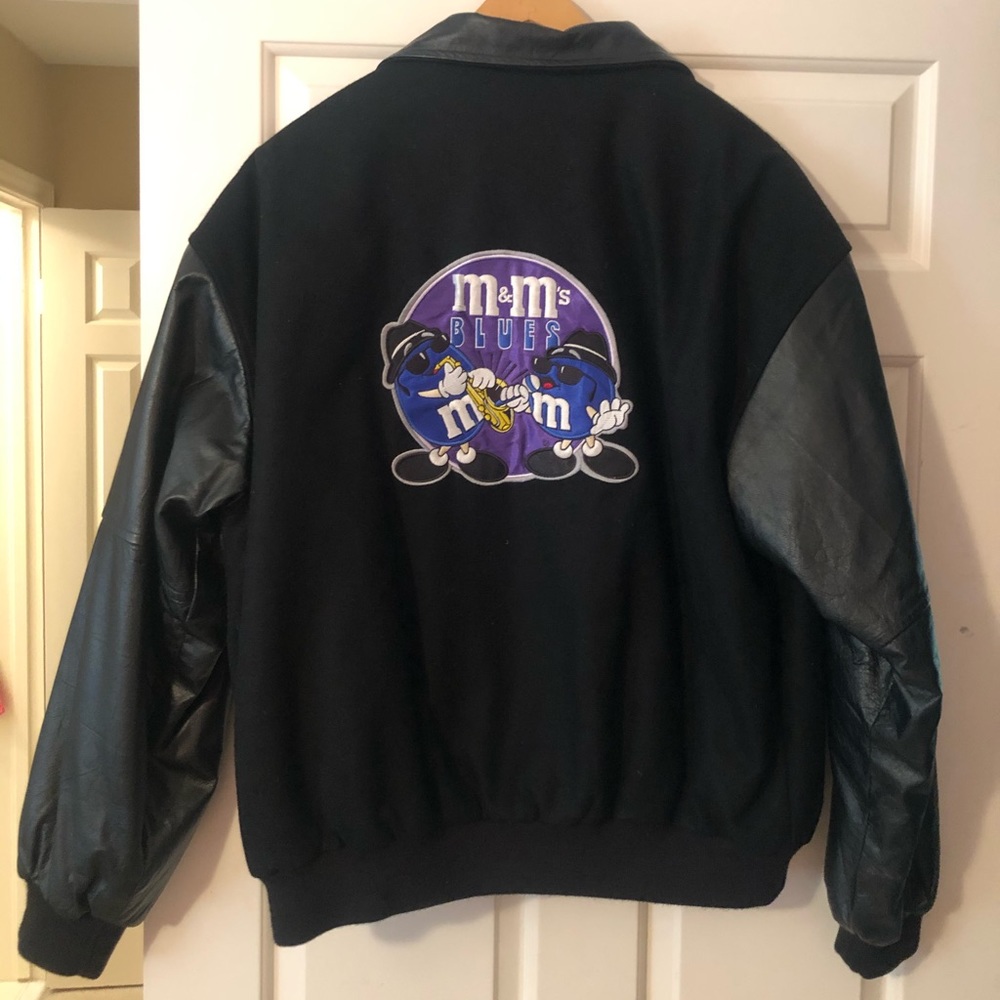 Vintage rare M&Ms leather varsity/bomber jacket